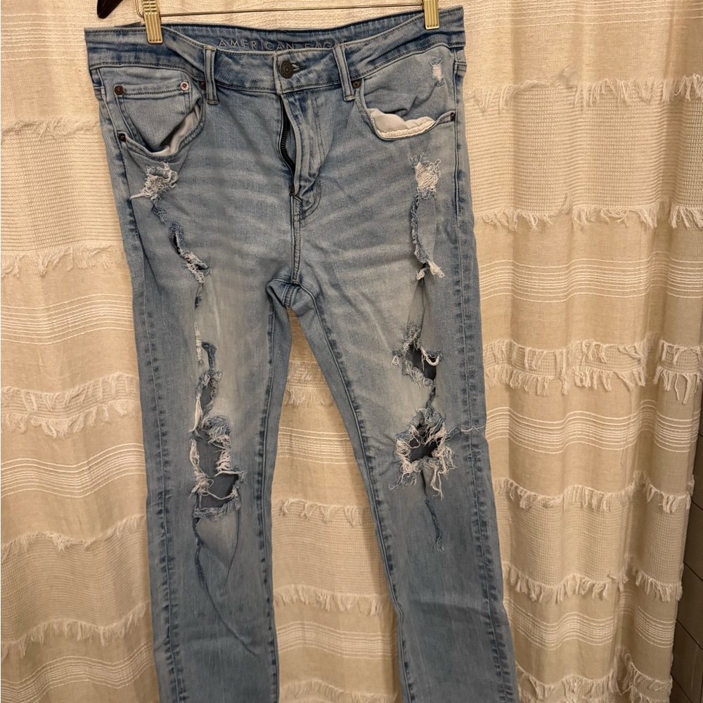 American Eagle, skinny, Distressed Light Blue Jeans